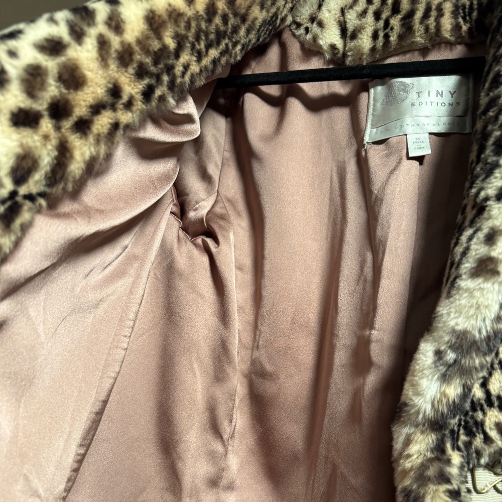 Anthropologie Plush Fur Animal Print Coat xs/small - Picture 7 of 13